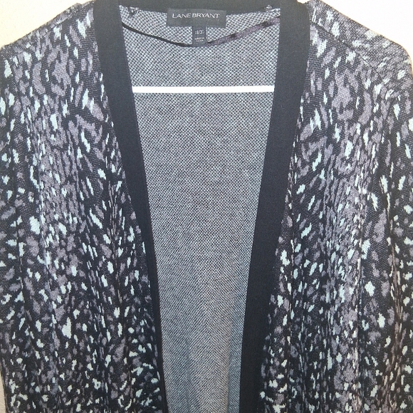 Lane Bryant Purple Blue Leopard print tunic Length Long Line knit cardigan 18/20 - Picture 3 of 8